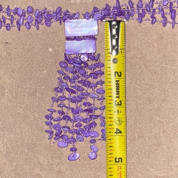 Artisan Made Y Style Multi Strand Dyed Purple Shell Necklace Toggle Close - Picture 12 of 13